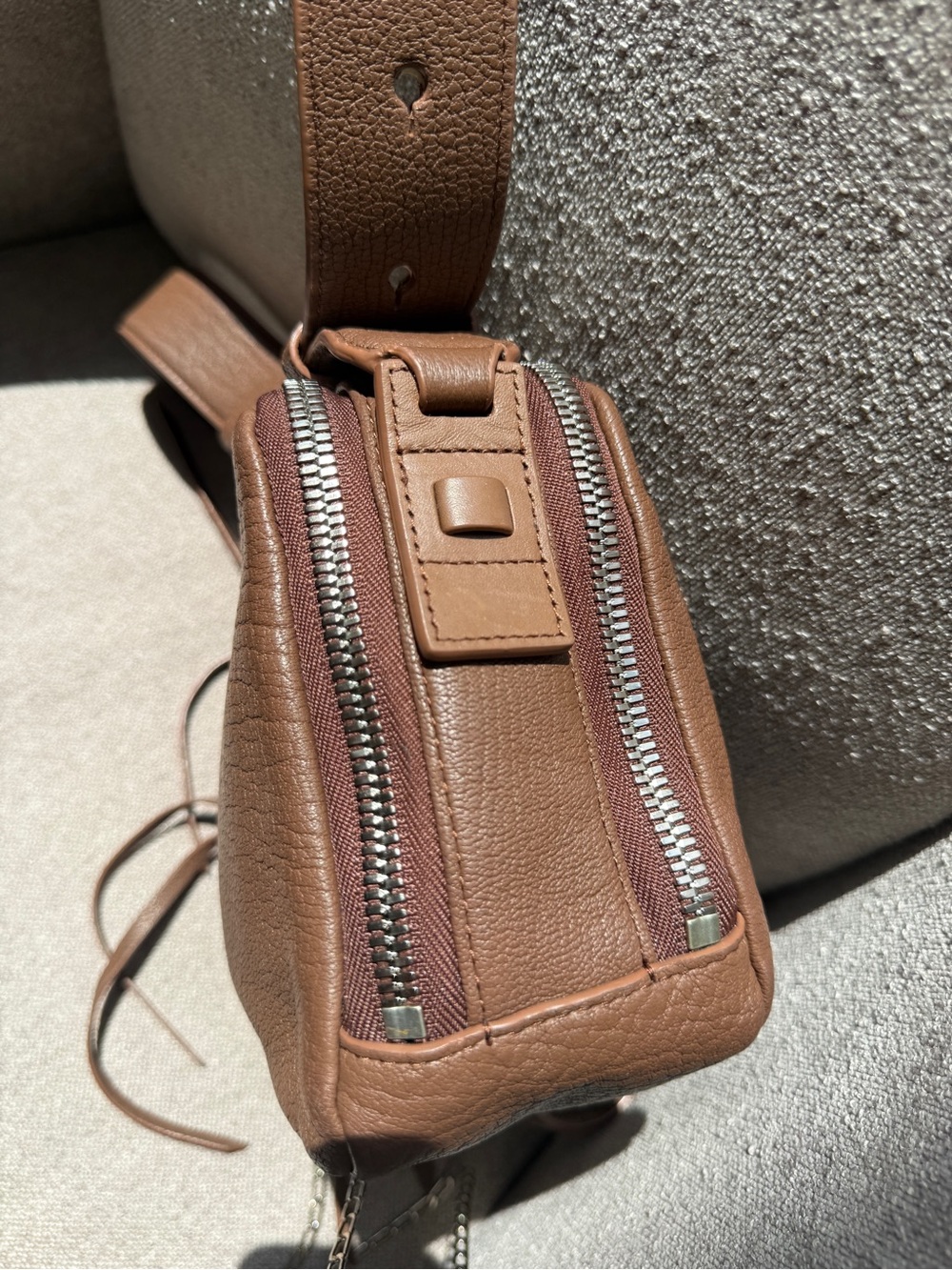 All Saints Tan-Brown Leather Messenger Bag - Picture 9 of 15